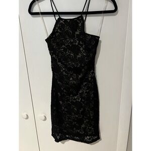 January 7 USA Lace Black Dress Polyester/Spandex Women's Size Small‎ Spaghetti
